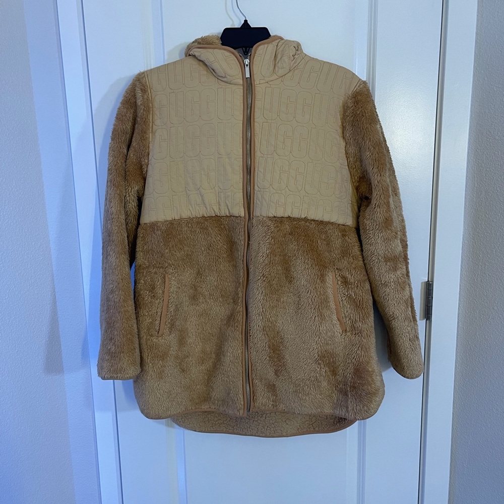 Ugg Beige and Camel Faux Sherpa Jacket